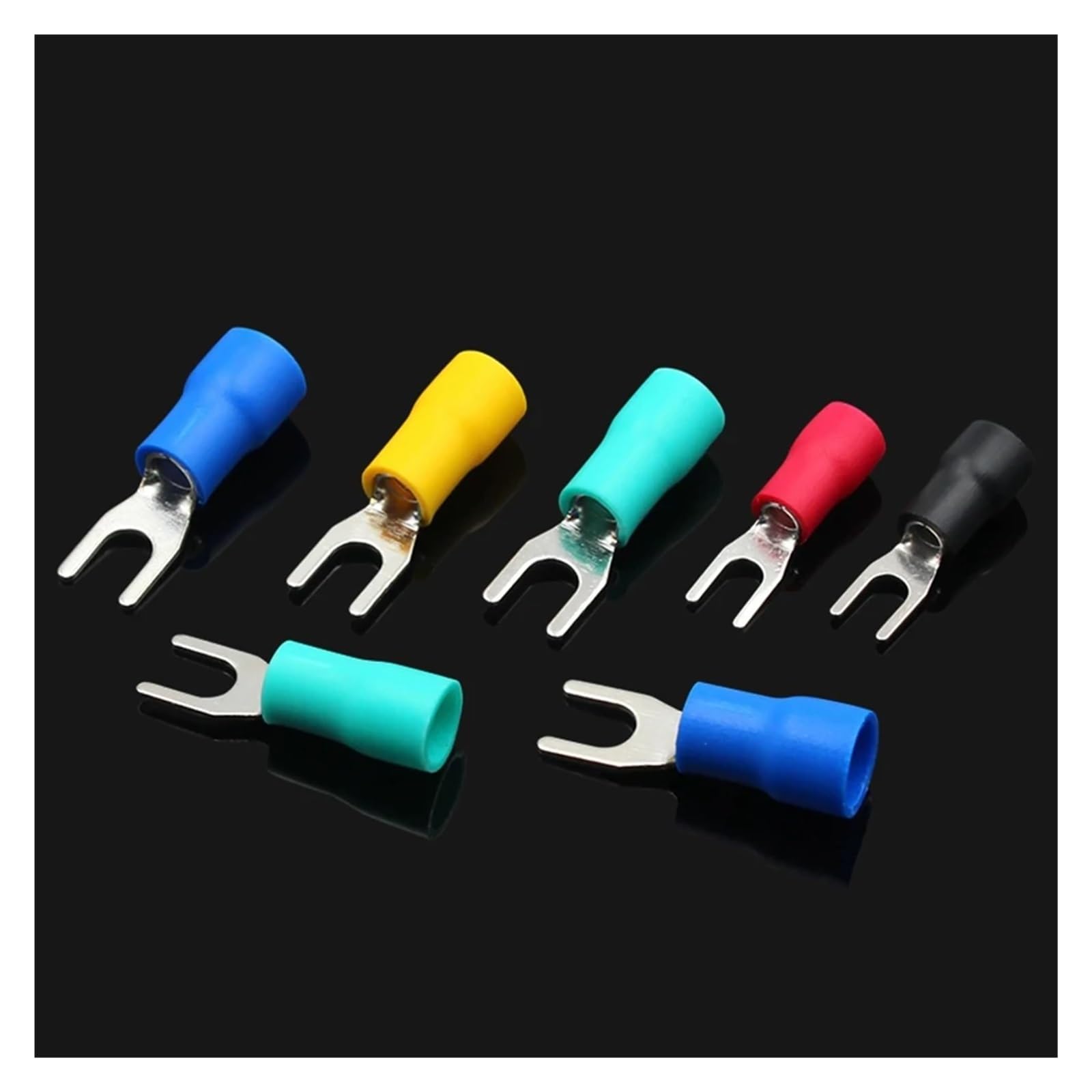 Kabelende Klemmen Steckverbinder, 100 Stück Flachstecker Drahtverbinder Isolierter Kabelverbinder Y-förmig U-förmig Gabel Crimpverbinder RV1.25/2/3.5/5.5(Sv3.5-6)