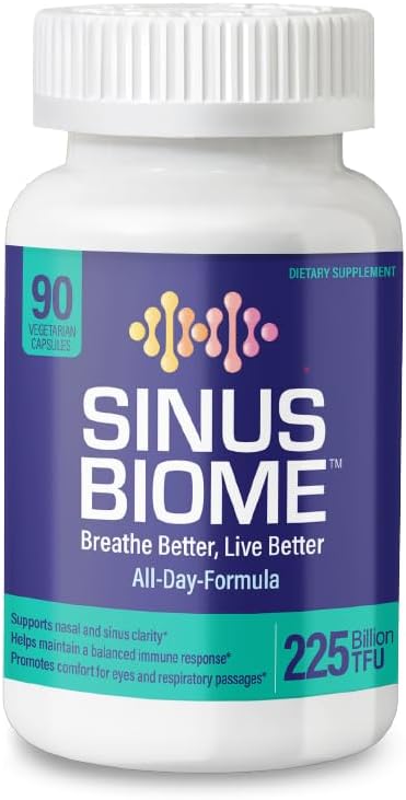 NANOWELL Sinus Biome All-Day Formula Dietary Supplement, 90 Vegetarian Capsules, 225 Billion TFU for Nasal, Sinus, Respiratory Support