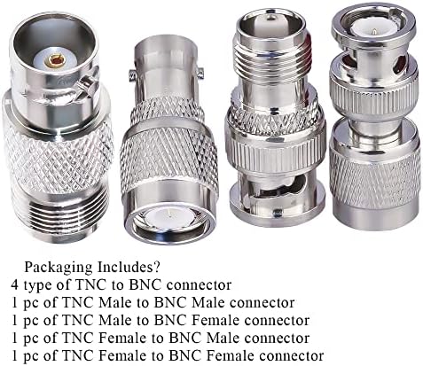 TUOLNK 4 Type Set TNC to BNC Jack RF coaxial Coax Adapter TNC Female to BNC Male Coaxial Coax Adapters for Wi-Fi Radios External Antenna TNC to BNC RF Coaxial Adapter Connectors Kit