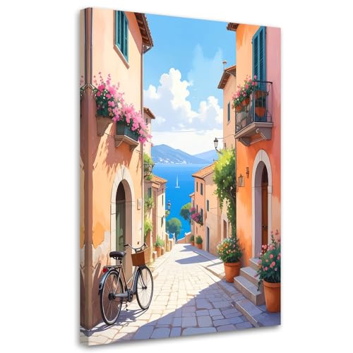 Feeby - Impression sur Toile - Chambre Salon - Italie ruelle toscane - 20x30 1partie - Tableau...