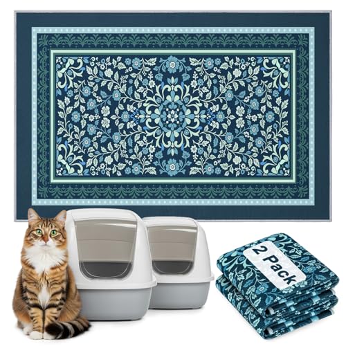 Bienbee Cat Litter Mat, 2PCS 33"x22" Washable Litters Box Mats