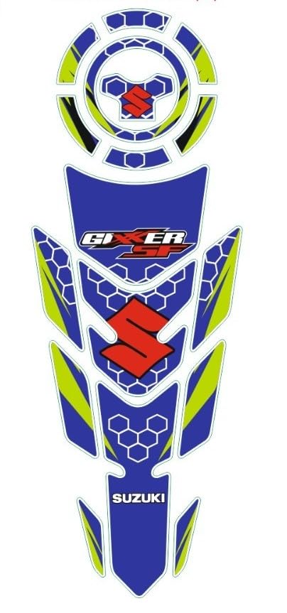 Image of Bike Tankpad Compatible for Suzuki Gixxer, Black and Grey Design (B)