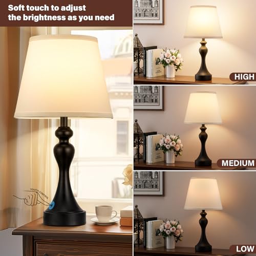 Aooshine Table Lamps for Living Room Large Metal Bedside Lamp for Bedroom with USB A+C Ports - Image 2