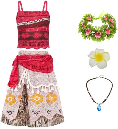 LCXYYY Mädchen Abenteuer Kostüm Hawaii Druck Top Rock mit Girlande Clip...