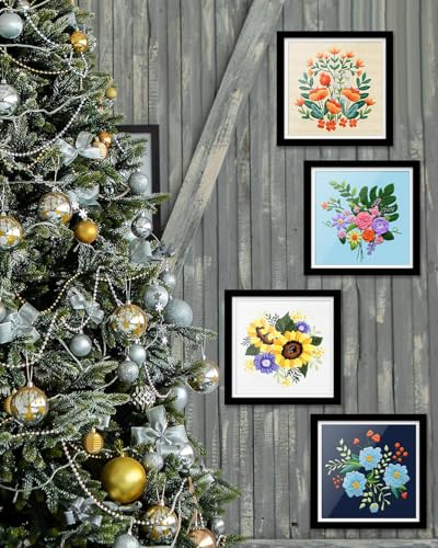 Image of TINDTOP 4 Sets Embroidery Kit for Adults, Floral Embroidery Practice Kit for Beginners Include Embroidery Cloth Hoops Threads for Craft Lover Hand Stitch with Embroidery Skill Techniques | for Beginners Include Embroidery Cloth Hoops Threads for Craft Lover Hand Stitch with Embroidery Skill Techniques