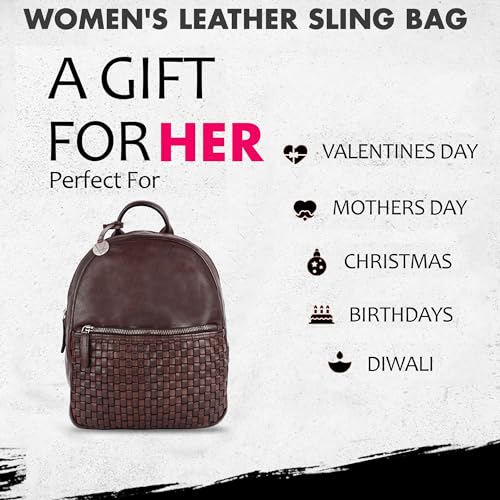 Image of Leather Backpack for Men & Women | 100% Genuine Leather | Adjustable Straps | VL-054-BROWN | 20L Capacity | Vintage & Modern Style | 13 x 1 x 13 Inches | Ideal for Travel & Office
