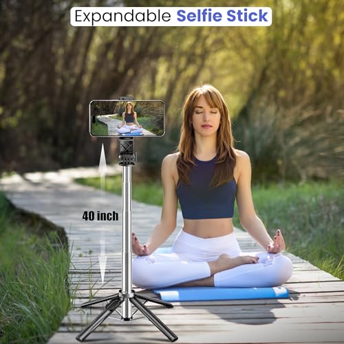 Image of WeCool Quadripod Selfie Stick for Mobile -Extendable Upto 102Cm with 360 Rotational Mobile Holder,Rechargeble Bluetooth Remote, Compatible with GoPro,Phones and Cameras via 1 /4 inch Screw