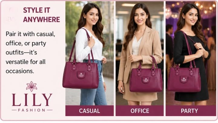 Image of Women's Handbag Shoulder Bag with Multiple Compartments, Zipper Closure & Front Pocket | Versatile Crossbody, Shoulder & Handheld Bag for Work, Travel & Daily Use