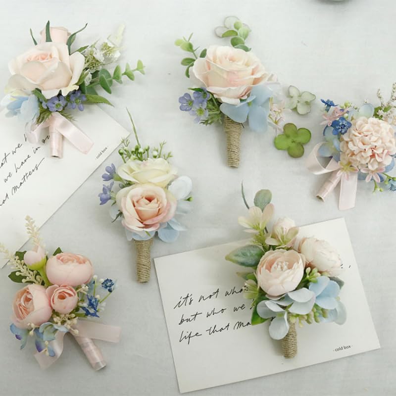 Ansuma Fiore All'occhiello E Corpetto Da Polso Per Matrimonio – Rose Fucsia Con Pizzo E Strass, Accessori Da Ballo
