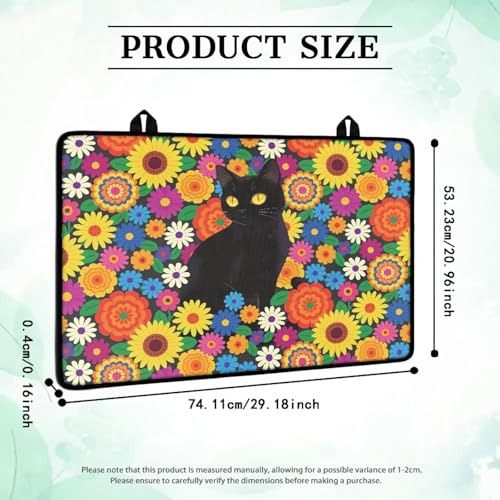 Image of Poceacles Ceramic Glass Stove Top Cover Stove Burner Cover Multipurpose Rubber Desk Saver Pad Washer Dryer Top Mat for Counter Decor, Colorful Floral Black Cat