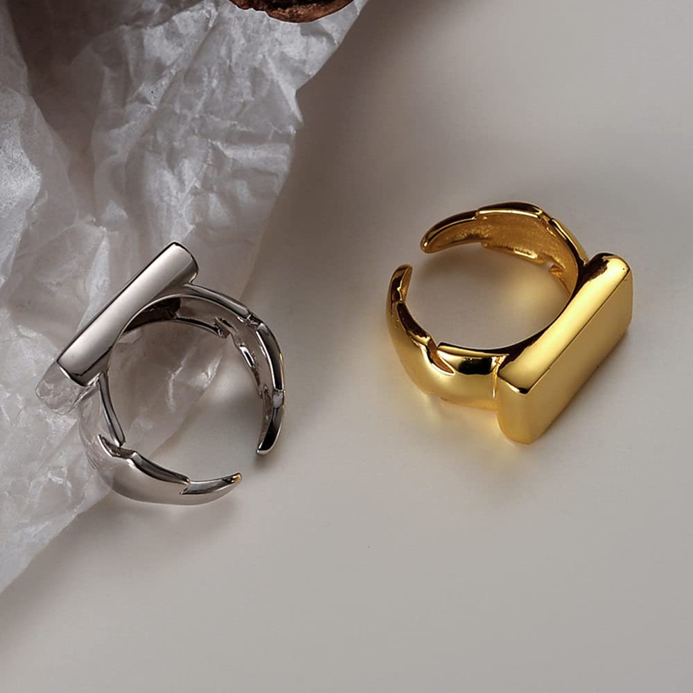 HGJH Anello in Argento 925 da Donna,Anelli Regolabili per Donna Quadrati Lucidi in Argento Sterling 925 Semplice Anello per Dito Indice FEDI Nuziali FEDI Promesse per Ragazze Signore