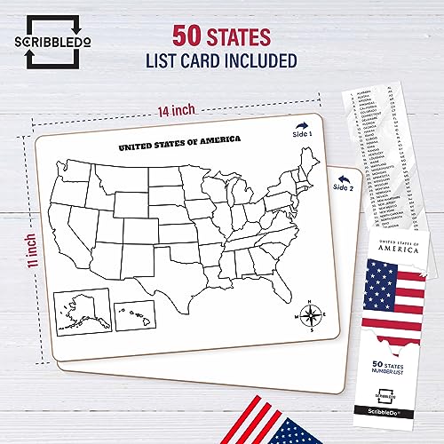 Carte des États-Unis effaçable à sec SCRIBBLEDO tableau blanc enseignant étudiant - 4