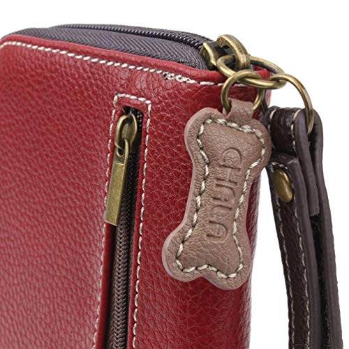 Chala Paw Print Zip-Around Wristlet Wallet, Dog Mom Gift Dog Lover (Burguny/Teal)4