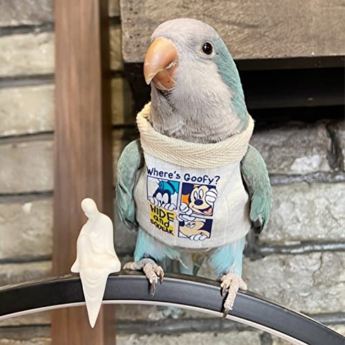 Image of Bird Costume Diaper Flight Suit Frog Shape Hoodie Clothes Cosplay Photo Prop for Parrots Parakeet Cockatiel Sun Conure, Small Animals Apparel (White Without Hat, Large) (BPF1)