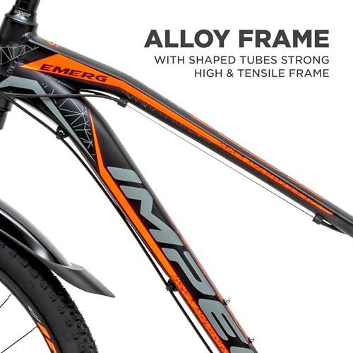 Image of KROSS Emerg 29T Unisex Matt Black Multispeed (Shimano 24-Speed) MTB | Alloy Frame with Dual Disc Brakes and Front Suspension Fork | Ideal for 15+ Years (Orange)