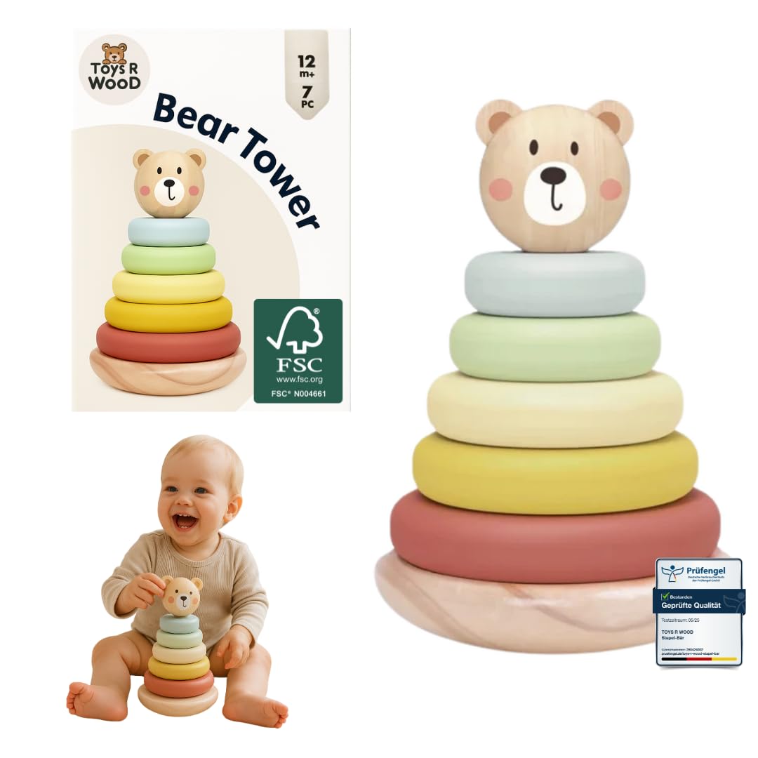 Toys R Wood Stehaufmännchen Aus Holz - Musikspielzeug Mit Wippfunktion Für Kinder Ab 1 Jahr