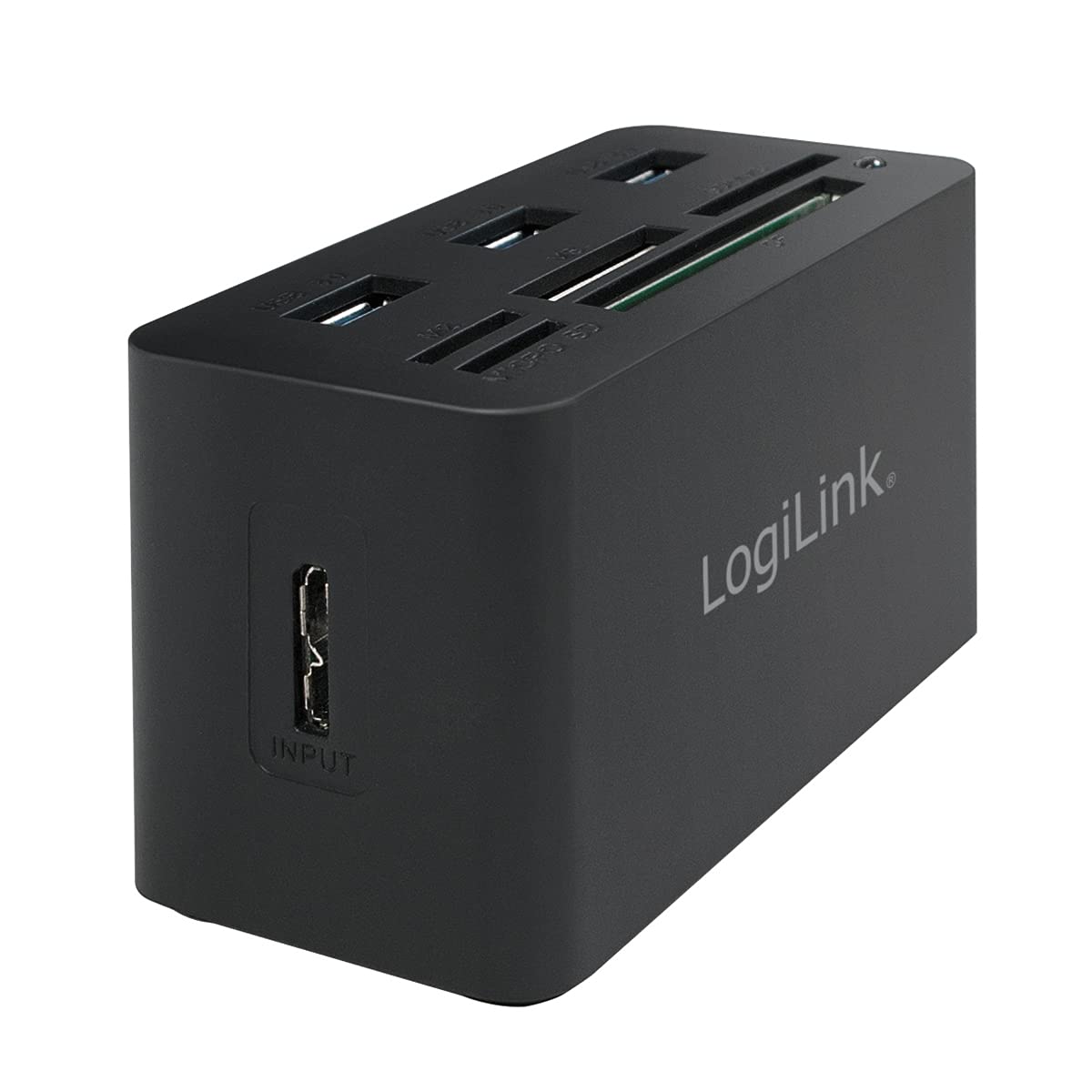 LogiLink Hub compatibile USB 3.0 con lettore di carte All-in-One, nero