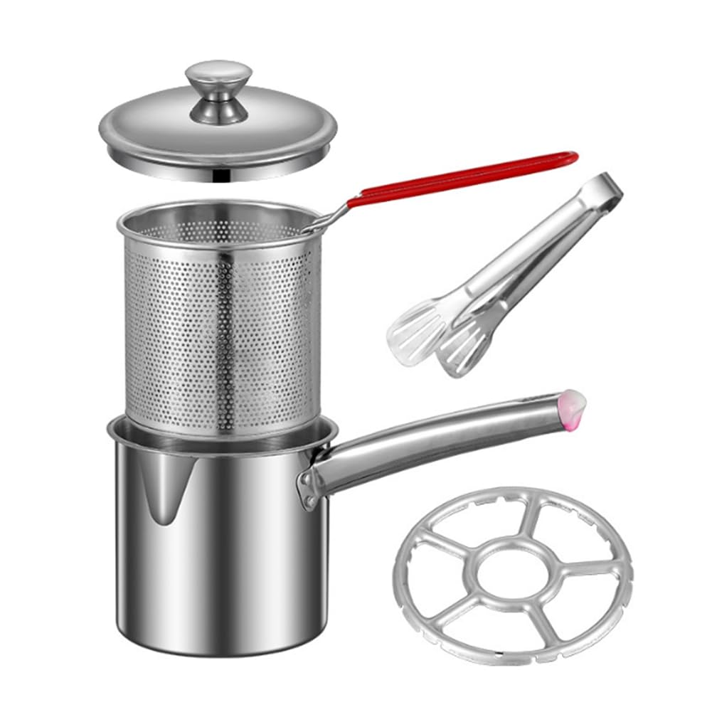 CTRLZS 1.8L Deep Fryer Pot, Small Fryer Pot, Multipurpose Stainless Steel Baskets, Deep Fryer, Cooking Pot for Home