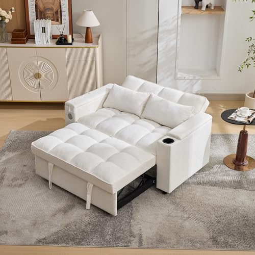 140,5 x 74 x 82 cm, sofá cama 3 en 1, sofá extensible, con respaldo ajustable, puerto USB, sofá de 2 plazas, sofá de 2 plazas, cama plegable, equipado con mesa oculta, soporte para bebidas, color