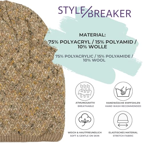 Bonnet d'hiver en tricot thermique à doublure polaire et motif triangle styleBREAKER