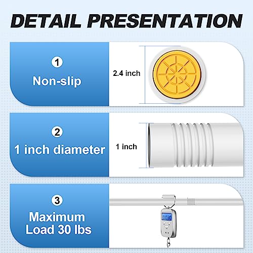 Image of CorkLatta White Shower Curtain Rod 31 to 68 Inch,1 Inch Diameter Adjustable Spring Tension Stainless Steel Telescoping Rod,Easy Install,No Rust