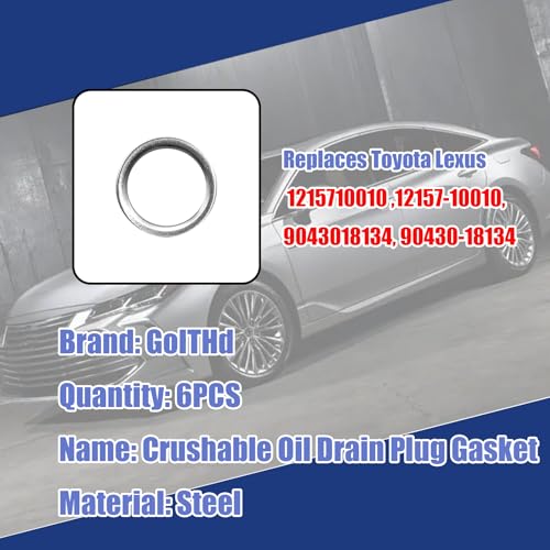 Image of 12PCS Transfer and Differential Case Drain Plug Crush Gasket Kit, 1215710010 9043024003 90430A0003, Comptaible with Toy0ta 4Runner Land Cruiser Sequoia ES350 RC300