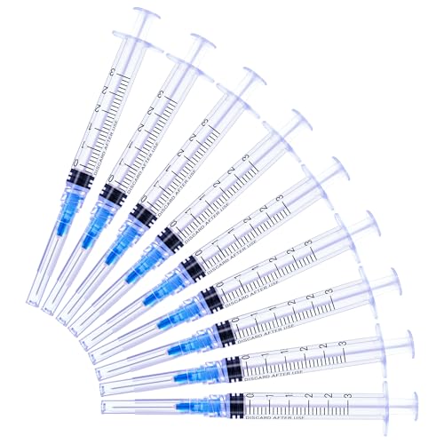 Image of 3ml Syringes with 23 Gauge 1 Inch Needles Luer Lock Disposable, 20 Pack | Disposable Lab Supplies for Measuring Refilling Dispensing Liquids, Oil, Inks, Watering, Plant, Pet Feeding, Glue Applicator