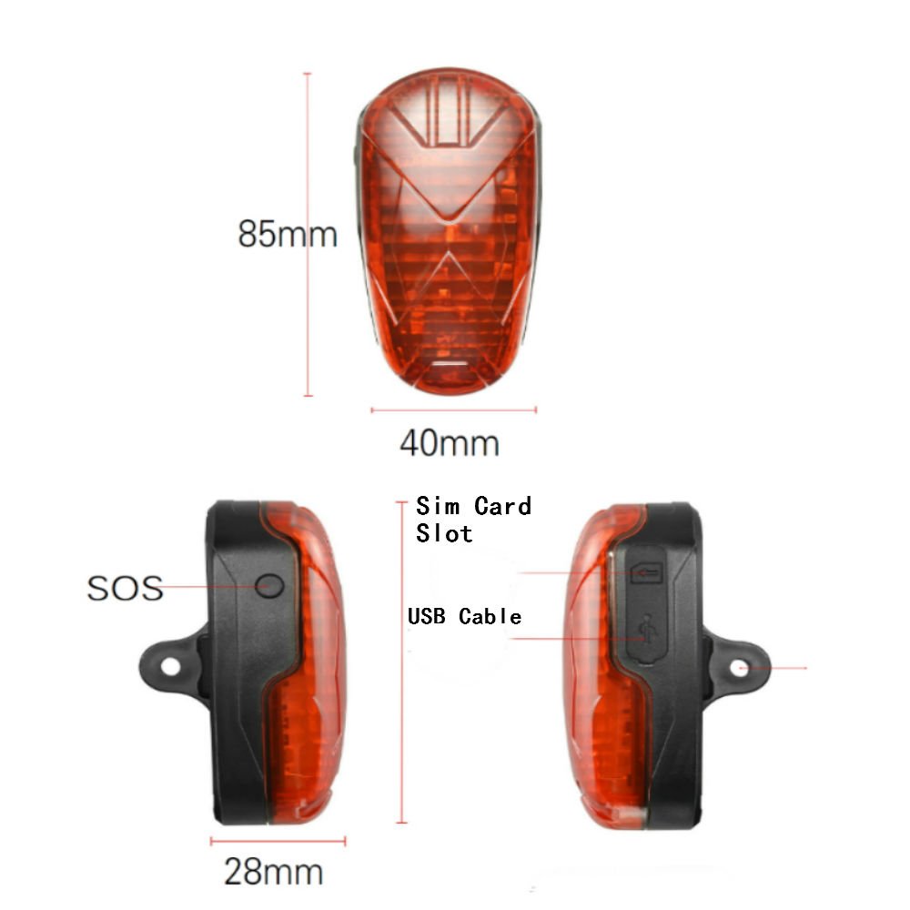 Localizzatore GPS e Fanale Posteriore per Bicicletta, Antifurto Catadiottro con GPS Tracker, Tracciamento in Tempo Reale, APP Gratuita e Traiettoria, Luce LED