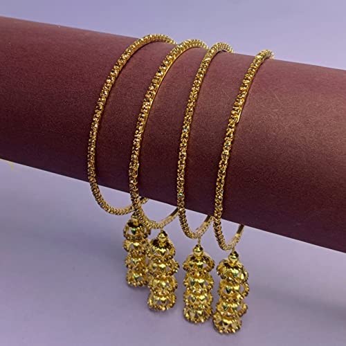 Efulgenz Bangles for Women Indian Jewelry Indian Bollywood Traditional Rhinestone Crystal Wedding Jhumka Tassel Bracelet Bangle Set Jewelry Indian Bangles Sets for Women2