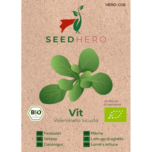 Seedhero BIO Feldsalat Vit Gemüsesamen ca. 300 Pflanzen Saatgut für Garten Balkon & Hochbeet