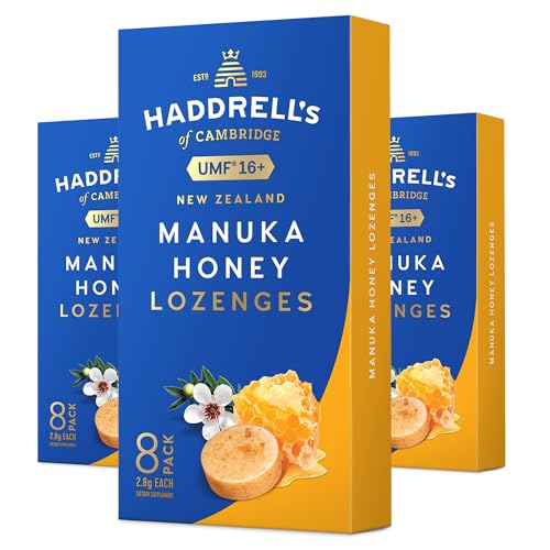 Haddrell's of Cambridge | Pastillas de Miel de Manuka UMF 16+ | Alivio Natural para la Garganta | 8 pastillas