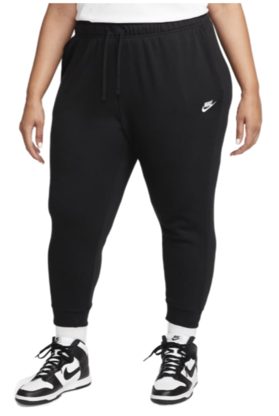 Nike Fleece Women's Mid-Rise Plus Size Joggers Black XXL