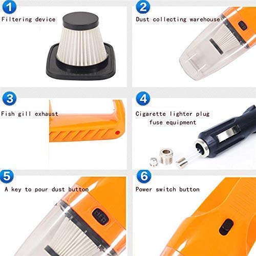 Image of YOZO Orange Handheld Car Vacuum Cleaner with Multiple Attachments & Storage Bag