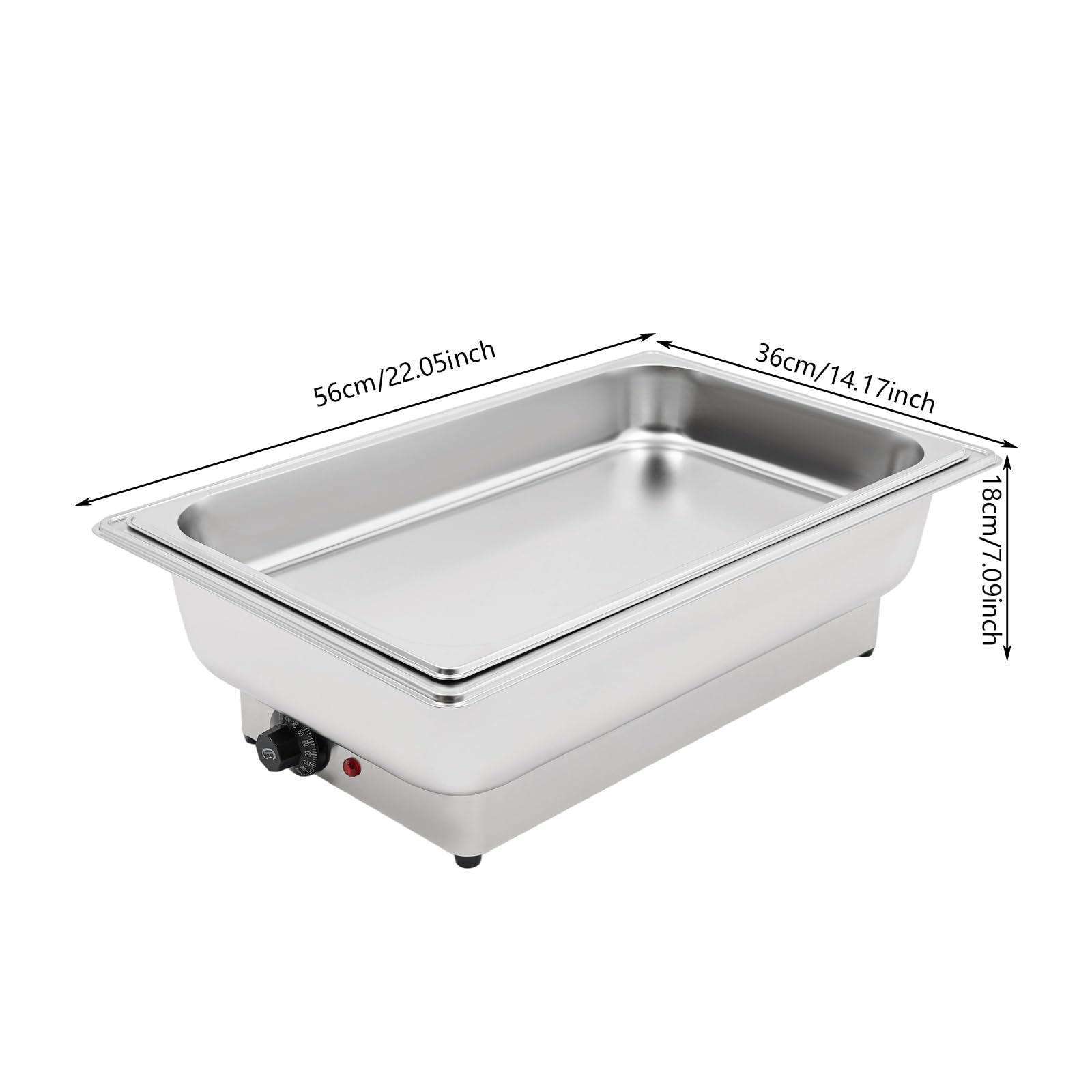 Scaldalibi per buffet in acciaio inox Chafing Dish, scalda buffet elettrico, 600 W, grande capacità (9 l)
