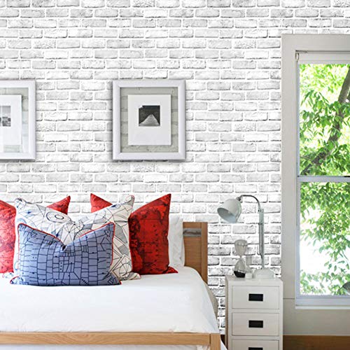 Papier Peint Adhésif Brique Blanche Imperméable et Repositionnable pour Salon - 3