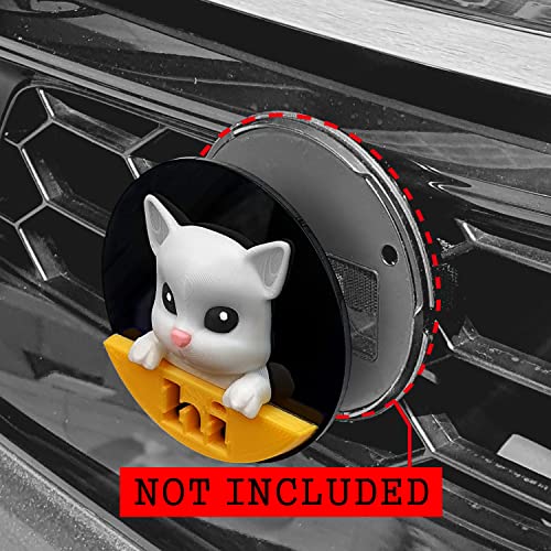 Image of 3D OM Badge Cat-Hi, 3-inch Grill Badge, Realistic Stylish Cute Fun 3D Printing Plastic (PLA) on Acrylic Plate - Works with The Grill Badge Holder (not Included) (BK1-KWY)