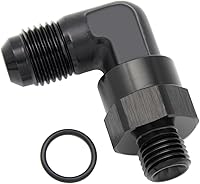 Vista 26 de Adaptador de riel de bomba de combustible macho de aluminio de radio de alto flujo 45 grados 6AN macho a 4AN macho con junta tórica AN4 ORB, negro