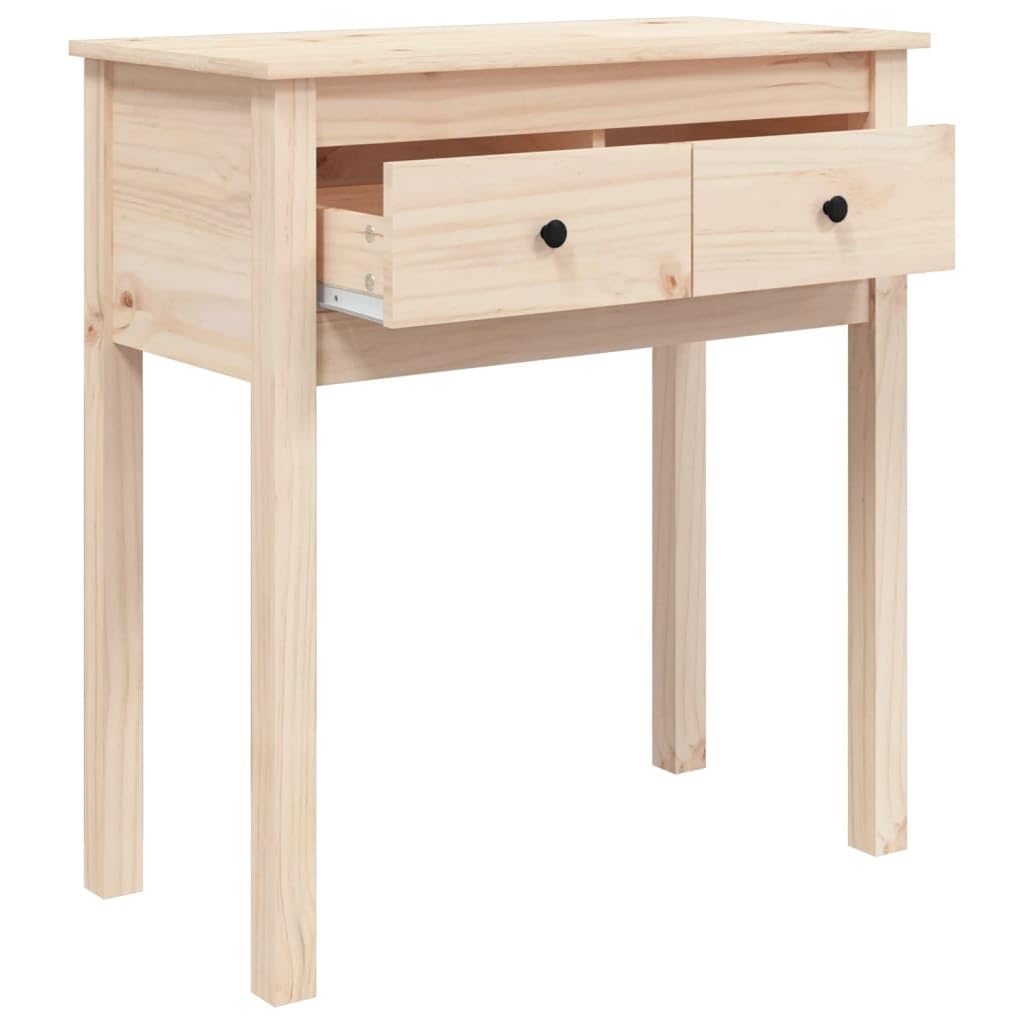 Tavolo consolle in legno di pino massiccio, 70 x 35 x 75 cm, con 2 cassetti, per soggiorno, camera da letto, corridoio e ufficio