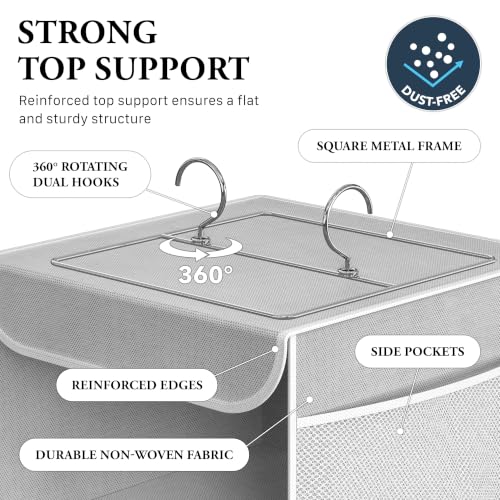 Simple-Houseware-5-Shelf-Hanging-Closet-Organizer-Gray-360-Rotating-Dual-Hooks-Top-Support-Metal-Frame-6-Side-Mesh-Pockets
