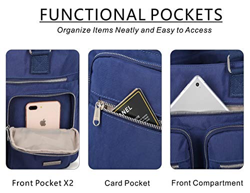 La Packmore Water Repellent Nylon Shoulder Bag Handbag Laptop Bag Teacher Nurse Tote Briefcase Clinical Bag (14 Inch, Navy) #TOP4
