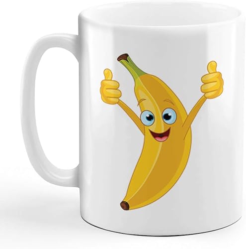 Miniatura 7 de Taza de café divertida personalizada Taza de café Plátano con manos y cara Taza de té de cerámica blanca 11 onzas Texto personalizado aquí