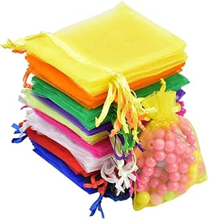 Syolee 50 Pcs Organza Bags Party Wedding Favour Gift Bags Jewelry Pouches with Drawstring 10 Colours
