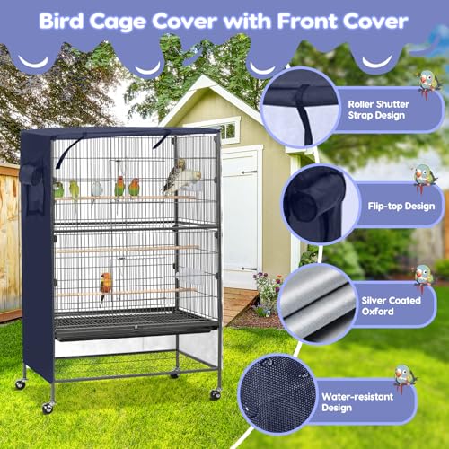 Image of Bird Cage Cover, Large Birds Cage Covers for Night, Birds Cover for Cage with Adjustable Front Curtain, Blackout & Breathable Birdcage Covers for Parrot, Small Animals(Not Include Bird Cage)