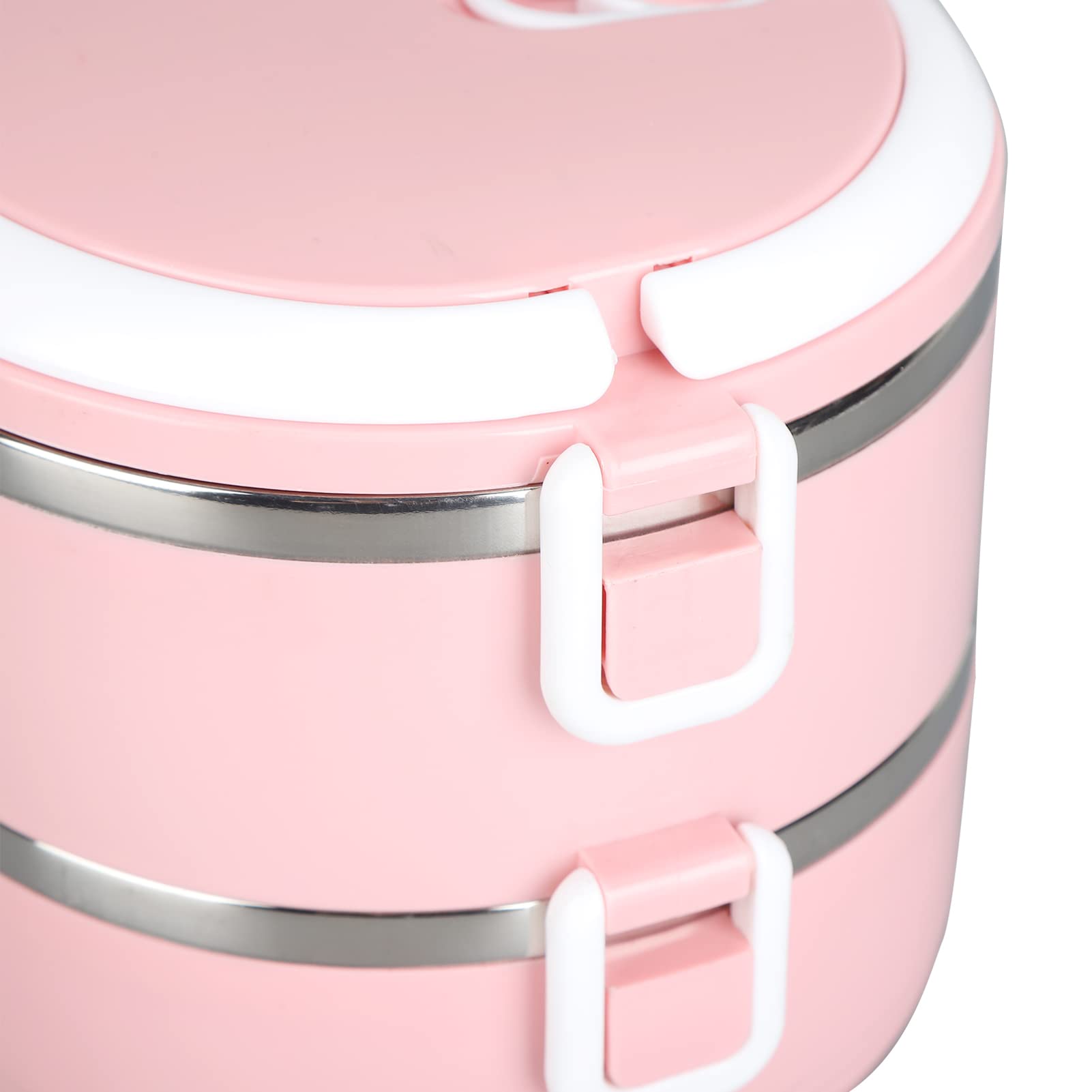 Boîte à lunch isotherme,boîte à bento en acier inoxydable 304. boîte à lunch isotherme empilable, contenants à lunch ronds, contenants pour aliments chauds, boîte à aliments thermique(2 Layer-Ros