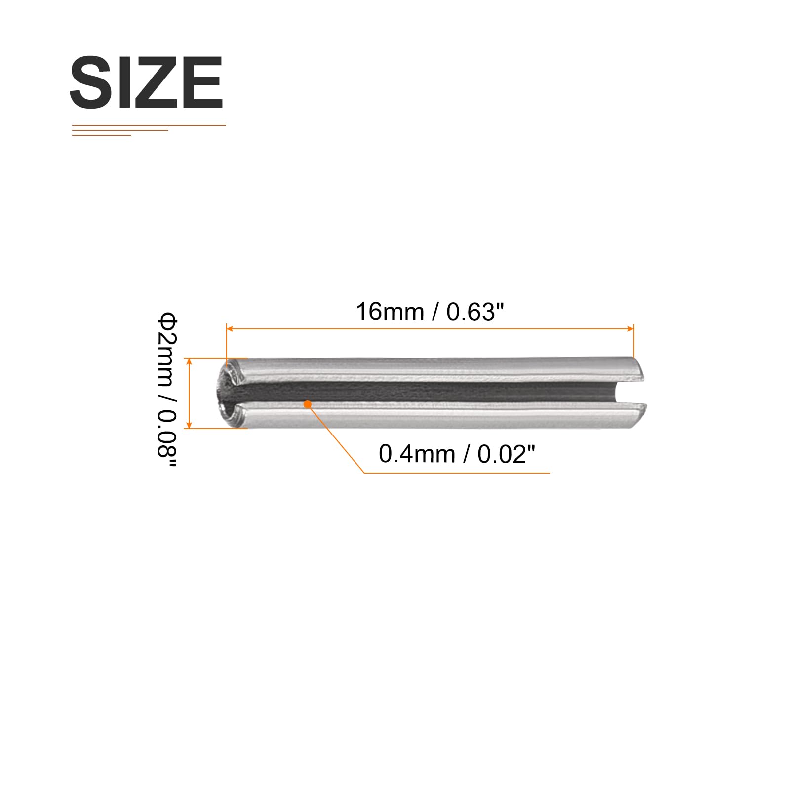 DTGN 2mmx16mm(DxL) Slotted Spring Pin, 50Pack, Good for Home Machine Fastener - Image 2