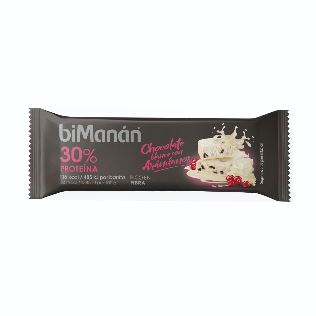 biManán beFIT Barrita Proteína Chocolate Blanco con Arándanos, Para Tonificar Tu Masa Muscular - Expositor 20 unidades