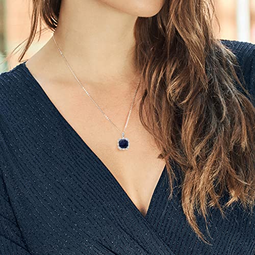 Gem Stone King 3-5 Cttw Gemstone Birthstone Halo Pendant Necklace for Women | 925 Sterling Silver | 10MM Cushion | With 18 Inch Silver Chain | Fine Jewelry Gifts for Her Mom Women Wife2