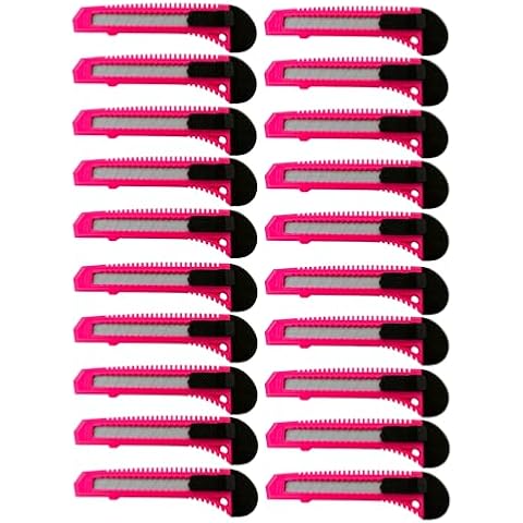 20x Bulk Utility Knife Box Cutters Snap Off Blade Neon Pink Cover