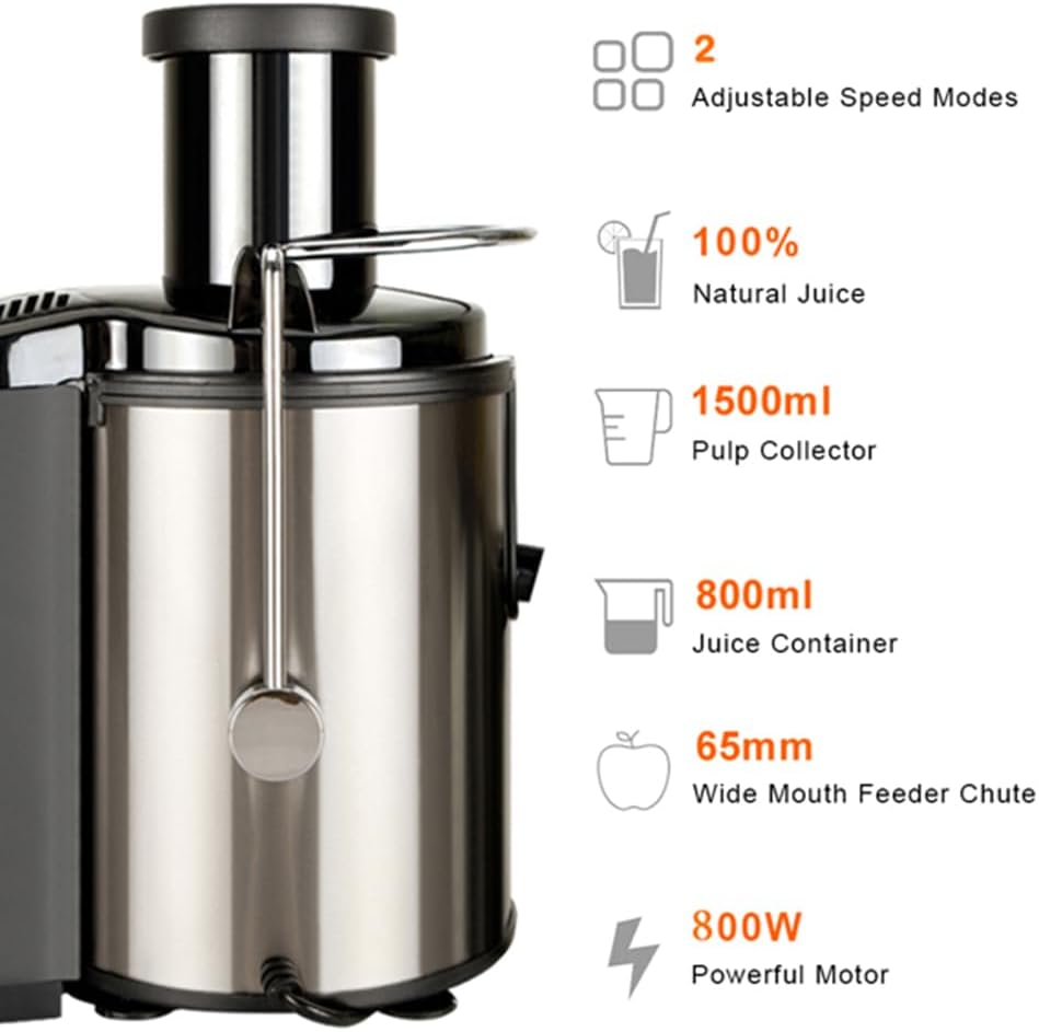 800W Home Use Multi-function Electric Juicerwith 3" Feed Chute for Whole Fruits and Veg,Centrifugal Juicer with 30 oz. Juice Jug,BPA-Free, Easy to Clean