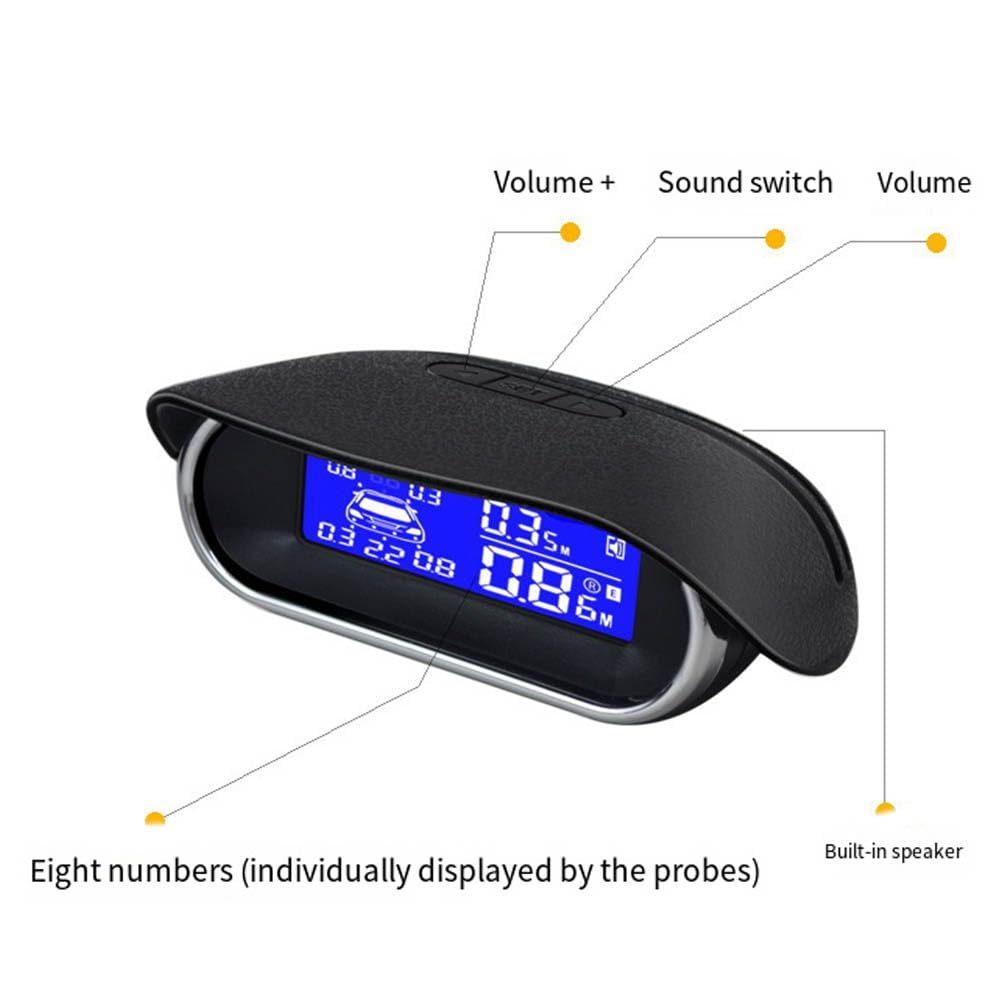 Radar de Sauvegarde Inverse 8 Système de Capteurs de Stationnement avec 8 Capteurs Inversés Buzzer Avertissement Distance Distance pour la Sécurité du Garage des Véhicules Automobiles B
